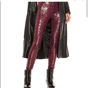COMMANDO High Waist Sequin Leggings wine color
